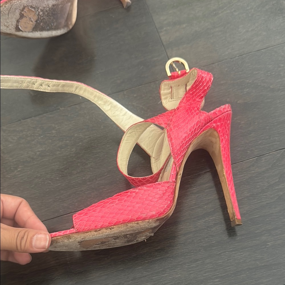 Brian Atwood Pink Stiletto Heels with Textured Design - Picture 9 of 10